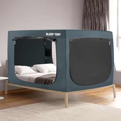 Queensize-Bettzelt, Baldachin für Kinder und Erwachsene, für den Innenbereich, Sichtschutz | Bettzelt, Baldachin, tragbar, Sichtschutz, atmungsaktiv, für den Innenbereich, für Kinder und Erwachsene, Marineblau