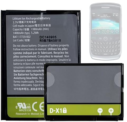 HIGHAKKU Batteria di ricambio D-X1 BAT-17720-002 compatibile con Black-Berry 8900 9500 Storm 9520 9530 9550 9630 9650 Bold, Curve 8900