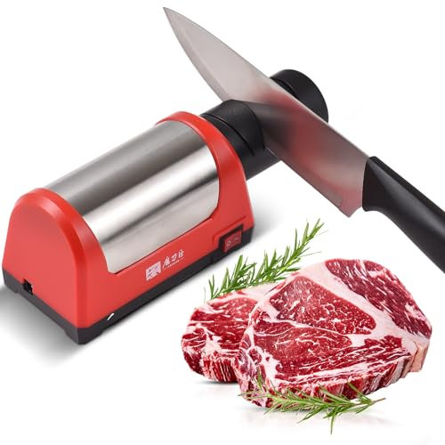 Irishom Afilador de Cuchillos eléctrico de 2 etapas para Cuchillos de Cocina Cuchillos de cerámica con Piedra de afilar de Grano 600/1000 y Cabezal de Afilado reemplazable Herramienta portátil