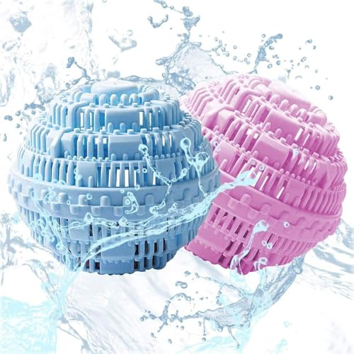 RPixc Lot de 2 boules de lavage réutilisables et respectueuses de l'environnement, boules de nettoyage naturelles réutilisables, remplacement de poudre de lessive, boules de lavage magiques
