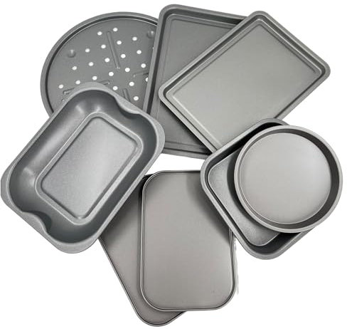 Chabrias Ltd Set of 8 Premium Non Stick Bakeware Set – Airfryer Safe Dishwasher Safe, BPA and PFOA Free Ideal for Baking, Roasting, Grilling UK Made Great for Students Gift Set