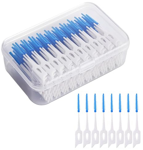FUZVOL Interdentalbürsten, Silikon-Zahnstocher, Zahnseide-Sticks, effiziente Reinigung, schmale Lücken, blaue Tipis, Zahnbürsten für Mundreinigung, 220 Stück