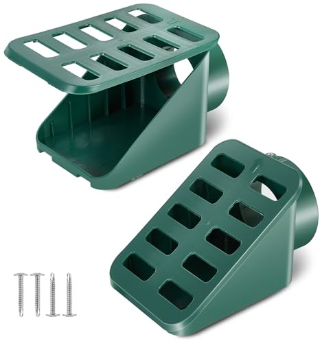 PWSOMJ Lawn Yard Angled Drainage Grate 2 Pack, Green Yard Drain Grate Emitter for Sump Pump Discharge and Downspout Extensions, Prevents Standing Water, Oval Shaped Inlet Fits 3 or 4 Drain Pipe