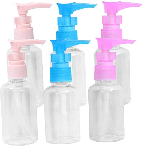 Gatuida 6 Stück Nachfüllbare Plastik Pumpflaschen 50ml Transparent Auslaufsicher Shampoo Lotion Spender Für Reisen Badezimmer