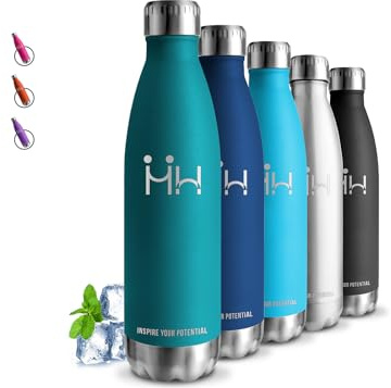 Bouteille d'eau de sport isotherme double isolation en acier inoxydable 18/8 sans BPA pour école, bureau, extérieur 750 ml