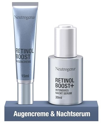 Neutrogena Retinol Boost Augencreme (15ml) & Intensives Nacht Gesichtsserum (30ml) - Anti-Age & Feuchtigkeitspflege mit Myrtenblatt-Extrakt, Hyaluronsäure & reinem Retinol