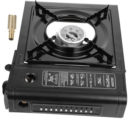 Toddmomy Estufa De Gas Portátil Doble Función, Quemador De Casete, Aleación De Aluminio, Compacto y Ligero, Estuche Incluido, Camping y Senderismo, Utensilios Para Cocina Al Aire Libre