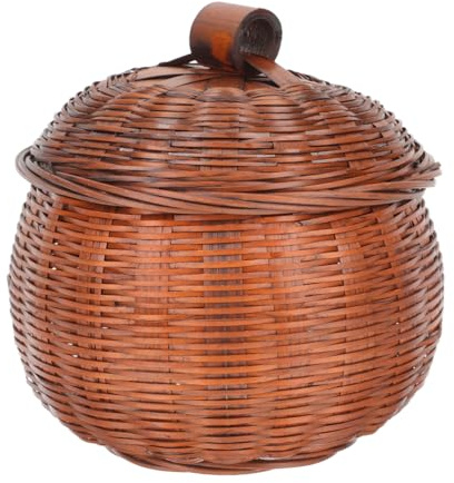Retro Eierkorb mit Deckel, Rund, Leicht, Multifunktional | Praktisch für Kühlschrank oder Tisch, Einfach zu Reinigen, Kompakte Aufbewahrung von Eiern und Obst