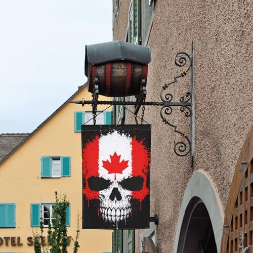 Drapeau du Canada, tête de mort, imprimé drapeau de jardin floral 30,5 x 45,7 cm, toutes saisons, décoration de cour extérieure épaisse pour pelouses, drapeau