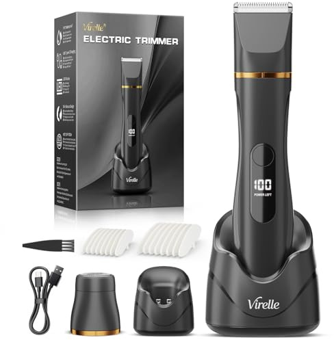 Rasoir Electrique Femme - Tondeuse Femme Hommes Intime Tout-En-Un (Visage, Jambes, Aisselles & Corps) Tondeuse Bikini Rasoir Maillot avec 4 Peines,Écran LED & USB-RechargeStation,Cadeaux Anniversaire