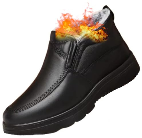 Bottes d'hiver en cuir pour homme - Imperméables - Antidérapantes - Chaudes - Chaussures orthopédiques, Bottes orthopédiques chaudes pour homme - Bottes d'hiver en neige avec doublure en fourrure