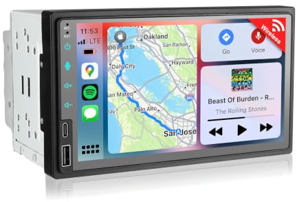 Doppel Din Radio mit Wireless Carplay und Android Auto, 2Din Autoradio mit Navi Bildschirm, 7-Zoll Doppeldin Car Play Display mit Bluetooth, AM/FM/RDS, USB