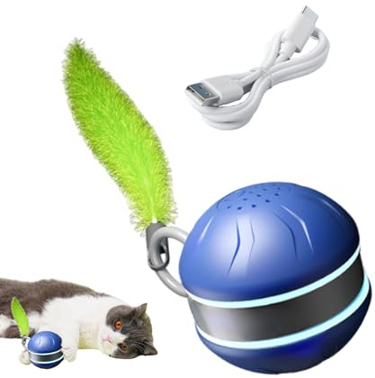 Ylnailky Interaktiver Katzenball - 2-Geschwindigkeit Type-C Aufladbares Zubehör - Bewegliches Hundespielzeug Mit Schwanz - Für Mentale Stimulation Jagdsimulation Klettern Zuhause Indoor-Spiel