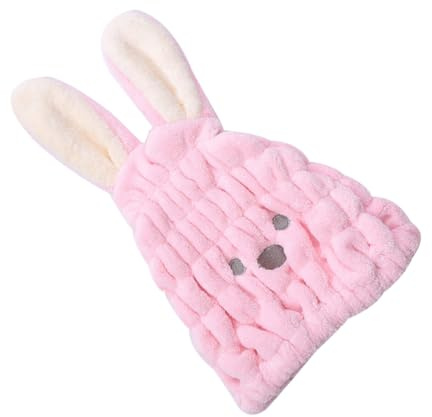 OUNONA Saugfähiges Haartrockenhandtuch für Kinder mit Niedlichem Hasenmotiv Polyester Material Schnell Trocknend zum Baden und Reisen Rosa Zufällige Farbe