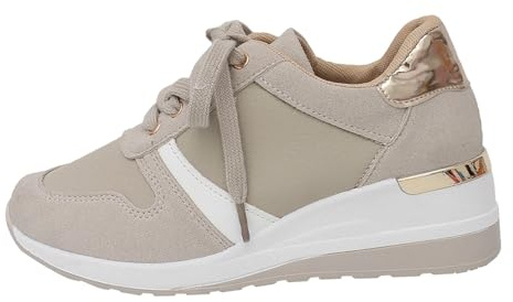 Generisch Baskets compensées pour femme - Chaussures orthopédiques pour femme - Pieds larges - Confortables - Antidérapantes - Chaussures de marche - Semelle souple - Chaussures de sport à lacets