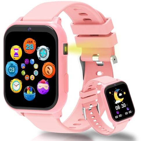 pmstuy Smartwatch Bambini, Orologio Smartwatch Bambini con Monitor del Sonno, Contapassi, 1,83 HD,18 Giochi, Allarme, Nessun telefono/app, Impermeabile IP68, Torcia, Regali per ragazze e ragazzi
