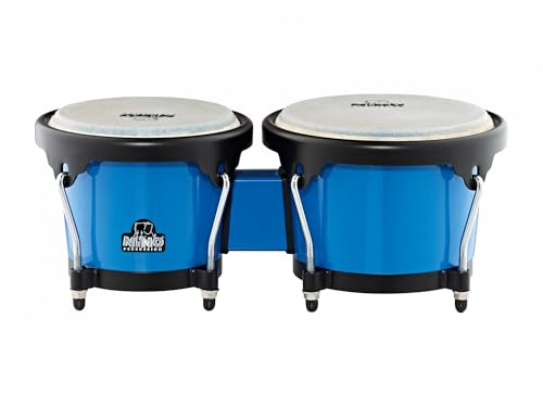 Nino Percussion Molded Bongo Plus, Blau (NINO17B-BK) | Musikinstrument für Kinder ab 5 Jahren, 2 Handtrommeln, 6,5 und 7,5 Zoll, ABS Kunststoff