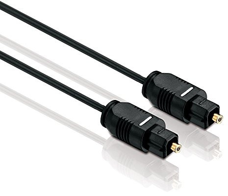 PerfectHD Hochwertiges schwarzes Toslink-Kabel – 2,2 mm Durchmesser – Optisches Digitalkabel für TV, Soundbar, AV-Receiver, Heimkino - 2 Meter