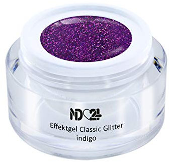 Uv Led Effekt-Gel Classic Glitter Indigo - Lila - Studio Qualität - Made In Germany - 5ml