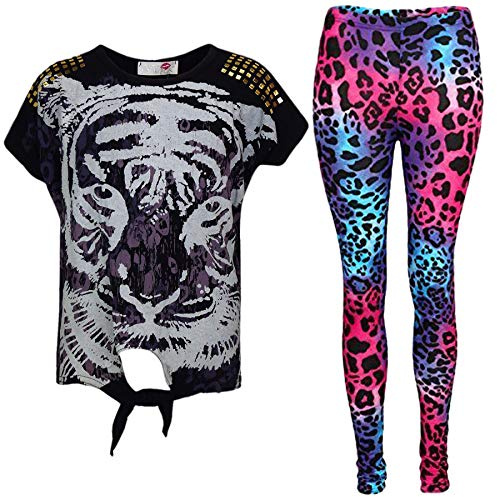 A2Z 4 Kids Nouveau Filles Tigre Visage Imprimé - Tiger Set Black 13