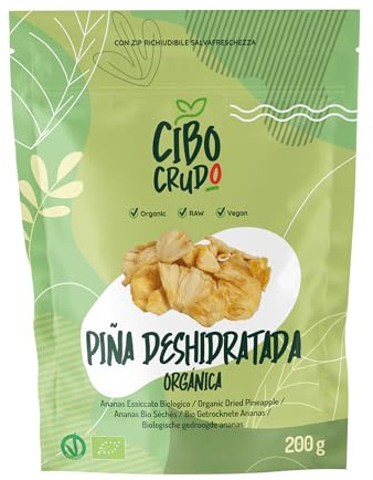 Getrocknete Ananas ohne Zucker und Bio - 200g. Ananas Enthält Vitamin A und C. Zum Hinzufügen zu Müsli Joghurt und Salaten.