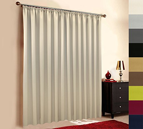 Sun World Verdunkelungsvorhang nach Maß, maßgeschneiderter Vorhang, Verdunkelungsgardine, XXL, Gardinen nach Maß, Überlänge und Überbreite, Übergardine, Schlaufen, Kräuselband, Beige (125x245cm, HxB)