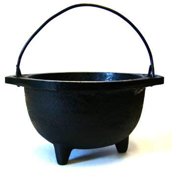 Cast Iron Cauldron w/Handle, Ideal for smudging, Incense Burning, Ritual Purpose, Decoration, Candle Holder, etc. (6 Diameter Handle to Handle, Inside Diameter 4 1/8)