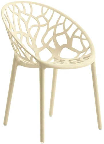 CLP Gartenstuhl stapelbar wetterfest Hope, Gartensessel mit Lehne UV-beständig, Outdoorstuhl aus Kunststoff bis 150 kg belastbar | Farbe Creme