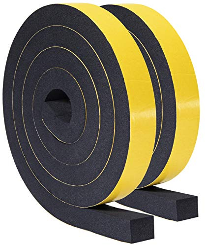 TORRAMI Foam Seal Tape 1 inch W x 3/4 inch T x 6.5 Ft Length,High Density Foam Weather Strip Neoprene Stripping with Adhesive (Total 13 Ft Length, 2 Rolls of 6.5 Ft Each)