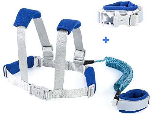 Gojiny - Pettorina da passeggio per bambini e bambini, anti-smarrimento, cintura di sicurezza per guinzaglio da polso riflettente per bambini e redini per passeggiate, viaggi