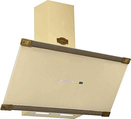 Kaiser Art Deco Dunstabzugshaube Wandhaube 90 cm, kopffreihaube,1250m³/h, Elfenbein Glas, Metallleisten •Antique Gold•,Dunstabzug, Timer,Abzugshaube,Ablufthaube,Umlufthaube,Randabsaugung,LED Display