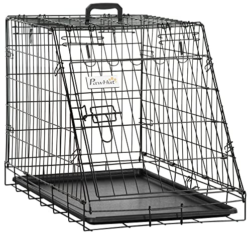 PawHut Transportbox für Hunde, Größe L, Maße: 78 x 47 x 55 cm, Schwarz | Metall, Kofferraum