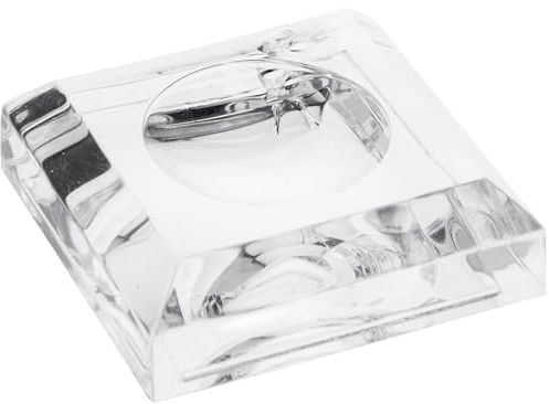 Plymor Clear Acrylic Square Display Base with Indented Circle to Hold Egg, Marble, Ball or Sphere, 1.25 W x 1.25 D x 0.375 H (0.75 Circle), Pack of 12