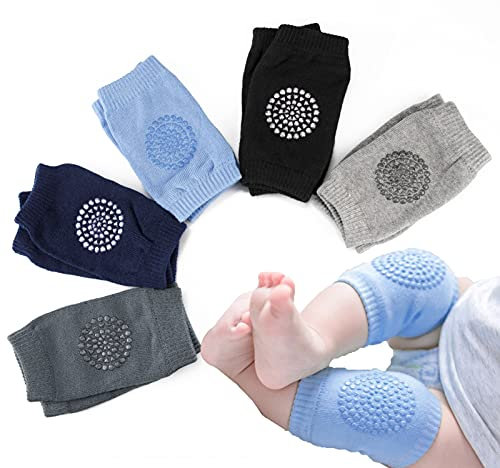 Little World Baby Knee Pads for Crawling - 5 Pairs Anti Slip Toddler Knee Pads Unisex Baby Knee Protectors Crawling Anti-Slip Knee Protector For Toddler Baby Infant 0-24 Months