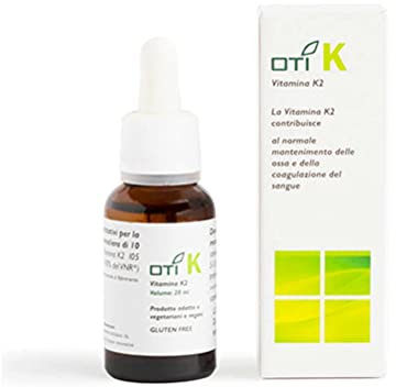 Vitamina K - Integratore Alimentare Naturale OTI a Base di Vitamina K2 - con Olio di Semi di Girasole - Formato in Gocce 20 ml. - Made in Italy