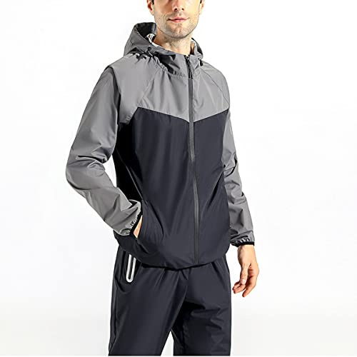 PRMDDP Traje Sauna Entrenamiento Gimnasio Trajes De Sudoración para Hombres Adelgazantes Fitness Chaqueta Deportiva Manga Larga con Capucha (Color : Gray, Size : 7XL)