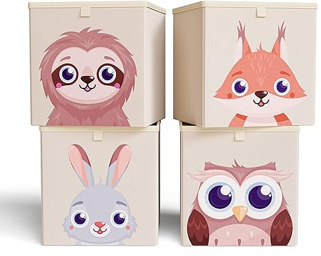 mookrook Aufbewahrungsbox Kinderzimmer 4er Set – Kallax Boxen Kinder, praktische Organizer Kinderzimmer, Spielzeug Aufbewahrungsbox Kinder
