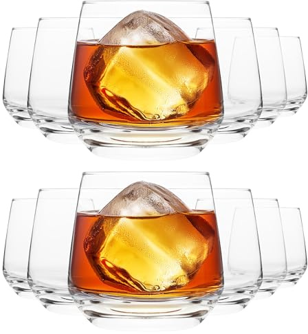 Homiu Whiskey Glass Tumbler Set | 345ml | Set of 12 | Ideal for Water Juice Scotch Cocktail | Tumbler Glasses | Whiskey Drinking Glass | Dishwasher Safe | Florence Collection