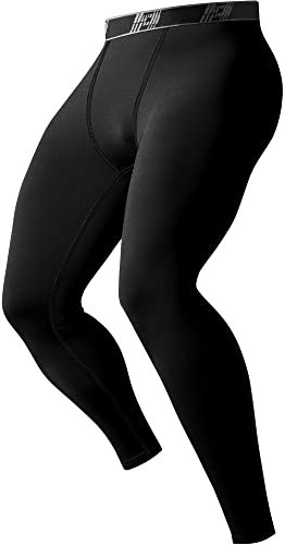 HOPLYNN Kompressionshose Herren Laufhose Lang für Joggen, Laufen, Training, Fitness, Radfahren Sport Leggings Atmungsaktiv Tights Herren Schwarz 1er Pack XL