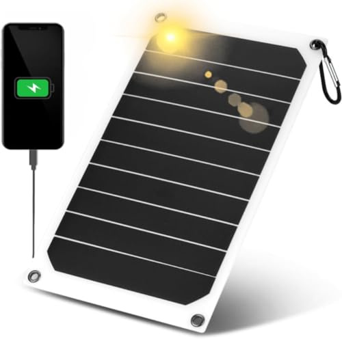 Uadme Solar Panel, Portable 10W Outdoor Ultra Thin Monocrystalline Silicon Solar Panels Charger 5V USB Ports for Cell Phone Outdoor Camping Climbing Hiking