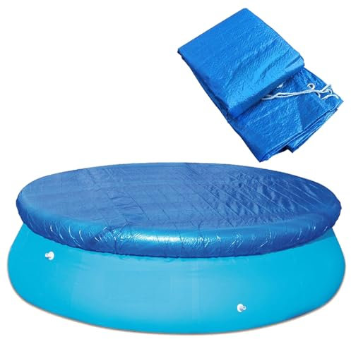 10FT Round Pool Cover, Foldable Swimming Pool Cover with Drawstring, Easy Set Heat Insulation Frame Protector for Garden
