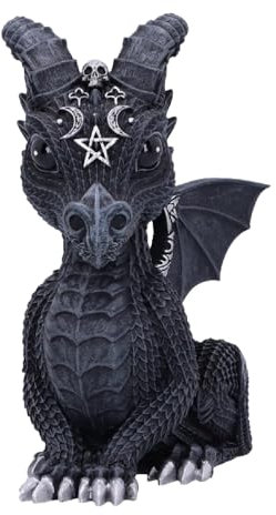 Nemesis Now Cult Cuties Lucifly 10,7 cm, Harz, schwarz, Kult-Cuties-Drachenfigur, gruselig entzückende Horn-Drachenfigur, Silber-Details, in feinstem Harz gegossen, liebevoll handbemalt