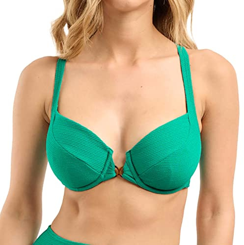 Sans Complexe Bain Glamourous Textured Bikini Top, Verde Tropicale, 95D Women's