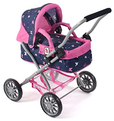 Bayer Chic 2000 - Puppenwagen Smarty, Kleiner Puppenwagen für Kinder ab 2 Jahren, Butterfly, Navy-pink, 555-33