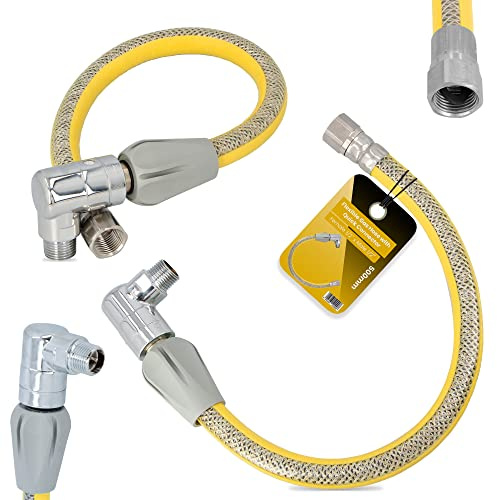 Flexibler Gasschlauch mit Schnellkupplung 1/2''IG x 1/2'' AG 500 mm Propan Butangasschlauch DN12 Edelstahl PVC Butangas Gasanschlussschlauch Schnellkupplung Gasflaschen Campinggeräte Gaskocher Grill