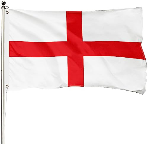 FSFLAGEngland-Flagge 90 x 150 cm, 400D verstärktes Polyester mit zwei Messingösen, Fußballflagge für den Außenbereich, handgefertigt, wetterfest und farbechtUK-Flagge