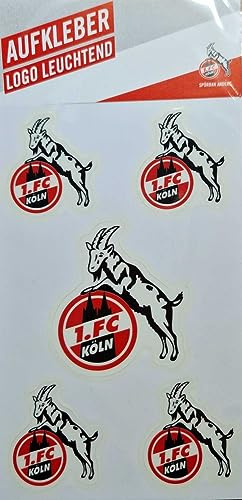 1. FC Köln Leuchtsticker-Set - Logo - 5tlg Aufkleberkarte | nachtleuchtend | Aufkleber | Sticker