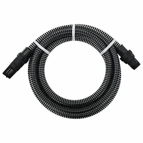 LAPOOH Saugschlauch mit PVC-Anschlüssen 10 m 22 mm Schwarz, Gartenschlauch, Saugschlauch, Schlaghose, Ansaugschlauch, Absaugschlauch