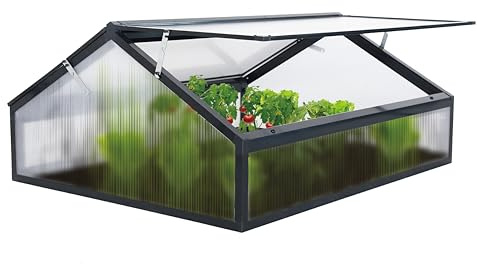 Mini serre en aluminium - Translucide - Pour tomates et plantes - 117 x 97 x 53 cm - Noir