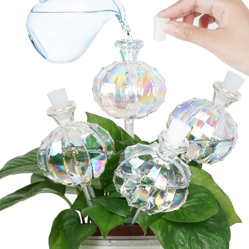 KGCCIZI Self Watering Planter Insert. Plant Watering Devices. Plant Watering Bulbs. 4-PCS Plant Watering Globes. Rainbow Colors Cactus Shape Self Watering Globes Medium Size. Plant Lover Gifts